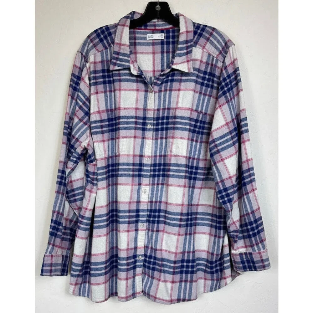 Croft & Barrow Blue Long Sleeve Button Up Blouse Women's 3X